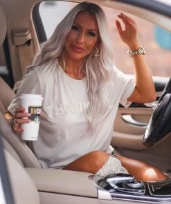 Vintage Distressed Thankful Pearl Letter Graphic Tee