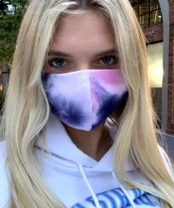 White Birch Women's Clothing Pink Tie Dye Face Mask
