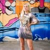 New Vintage Women's Clothing Tiger Lightning Bolt Acid Graphic Tee