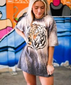 New Vintage Women's Clothing Tiger Lightning Bolt Acid Graphic Tee