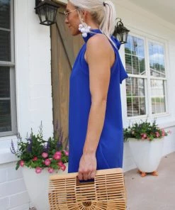 2HEARTS Time And Place Blue Halter Neck Dress Women's Clothing 18 2HEARTS Time And Place Blue Halter Neck Dress Women's Clothing