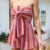 Blue Blush Touch The Sky Red And Blue Strapless Romper Women's Clothing 2 Blue Blush Touch The Sky Red And Blue Strapless Romper Women's Clothing