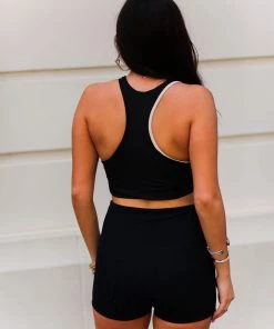 Mono B Two Toned Twisted Sports Bra Women's Clothing