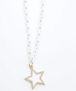 Treasure Jewels New Arrivals White Chain Crystal Star Necklace