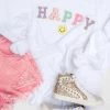 Weekndr White Happy Letter Patch Crewneck 2 Weekndr White Happy Letter Patch Crewneck