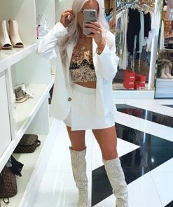 Le Lis Women's Clothing White Button Up Blazer Jacket