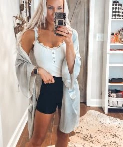 Dynamic Fashion Lace Trim Button Up Tank Women's Clothing