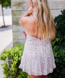 Polagram Women's Clothing White Leopard Ruffle Mini Dress