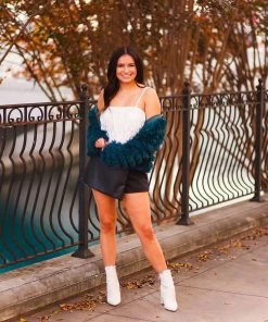 Nylon Apparel White Metallic Fringe Crop Top