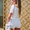 Better Be White Off The Shoulder Two Piece Shorts Set Women's Clothing