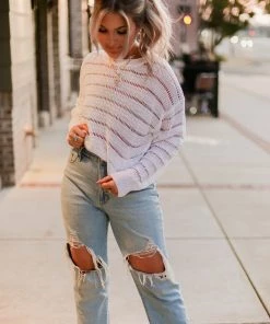 Wishlist Women's Clothing White Open Knit Sweater