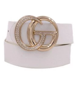 Art Box Women's Clothing Rhinestone Studded White G Belt