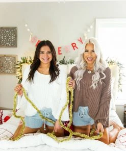 POL Women's Clothing White Ribbed Fleece Sweater