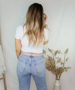 Le Lis White Ruched Square Neck Bodysuit