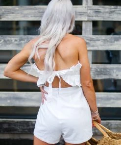 Entro White Ruffle Top Romper