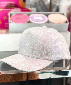 Golden Stella Women's Clothing White Sequin Baseball Hat