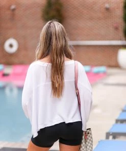 Mono B Women's Clothing White Short Sleeve Basic Top