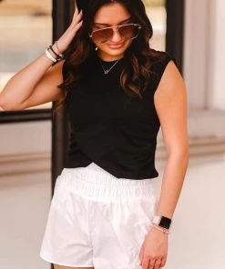 TCEC Women's Clothing Smocked High Waisted Athletic Shorts