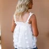 Entro White Textured Babydoll Tank Top Women's Clothing