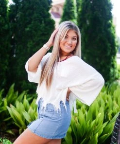 POL White Tie Back Knit Sweater Women's Clothing