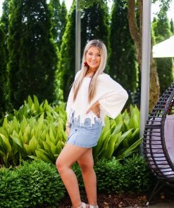 POL White Tie Back Knit Sweater Women's Clothing