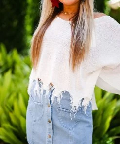 POL White Tie Back Knit Sweater Women's Clothing