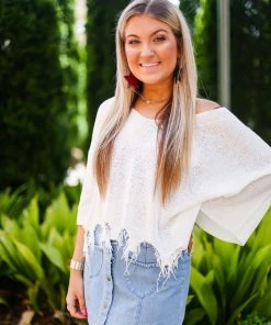 POL White Tie Back Knit Sweater Women's Clothing