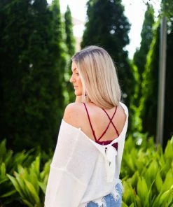 POL White Tie Back Knit Sweater Women's Clothing