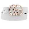 Art Box Women's Clothing White Croc Pattern GG Belt With Gold Buckle