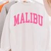 Weekndr White And Pink Malibu Crewneck Sweatshirt