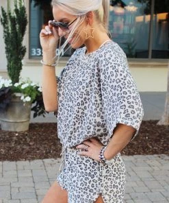 Mustard Seed Wild Whereabouts Leopard Drawstring Shorts Women's Clothing