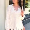 Wishlist Women's Clothing Wonderland Distressed Popcorn Sweater - Cream