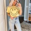 Le Lis Yellow Cropped Smiley Face Graphic Tee 1 Le Lis Yellow Cropped Smiley Face Graphic Tee
