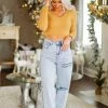 HYFVE Yellow Fuzzy Knit Sweater Women's Clothing