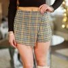 HYFVE Women's Clothing Brown Plaid Mini Skort