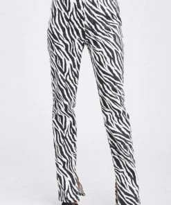 Emory Park Zebra Print High Waisted Flares With Side Slits