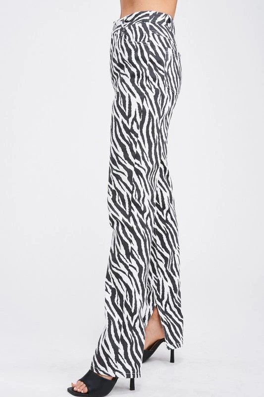 Emory Park Zebra Print High Waisted Flares With Side Slits 6 Emory Park Zebra Print High Waisted Flares With Side Slits