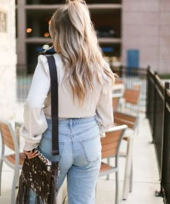 Entro Zebra Print Long Sleeve Tie Top Women's Clothing