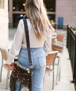 Entro Zebra Print Long Sleeve Tie Top Women's Clothing