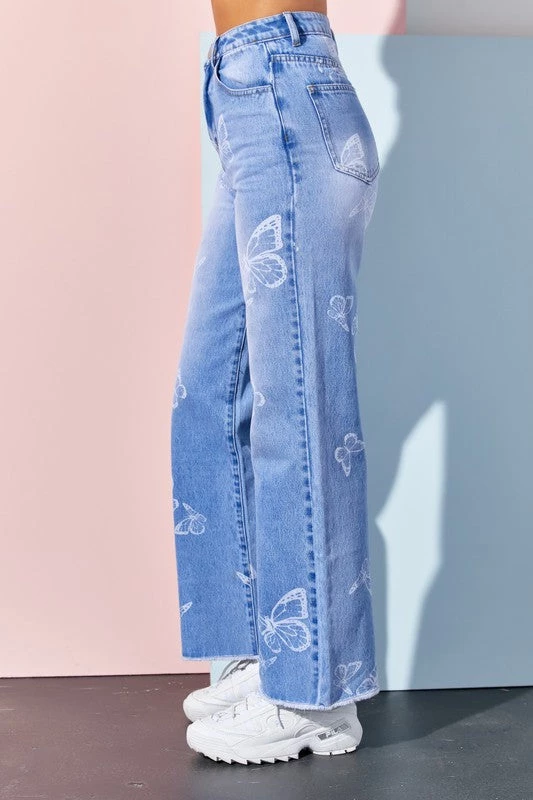 Bailey Rose Butterfly Printed Straight Leg Jeans Women's Clothing 6 Bailey Rose Butterfly Printed Straight Leg Jeans Women's Clothing