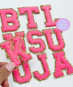 The Sandy Pearls New Arrivals Hot Pink Chenille Letter Patch