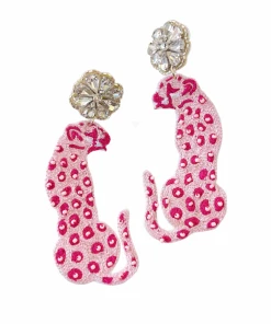 Treasure Jewels New Arrivals Beaded Pink Leopard Earrings
