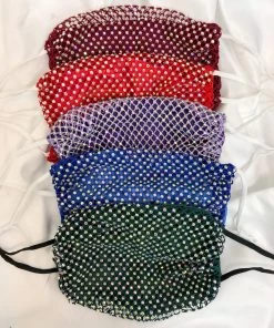 Funteze Rhinestone Mesh Face Mask With Backing Women's Clothing
