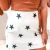 Le Lis Faux Leather White And Black Star Mini Skirt