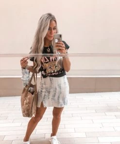 Blue Blush Blue & White Tie Dye Mini Skirt