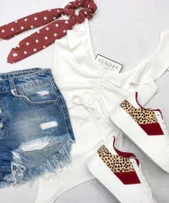 Cello Women's Clothing Cindy High Waisted Frayed Hem Denim Shorts