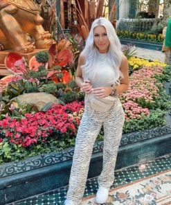 Papermoon Iggy Zebra Print Wide Leg Jeans Women's Clothing