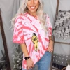 Vintage Distressed Women's Clothing Astroworld Pink Tie Dye Graphic Tee