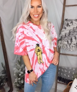 Vintage Distressed Women's Clothing Astroworld Pink Tie Dye Graphic Tee