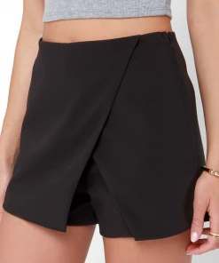 Blue Blush Black Front Slit Wrap Skort - RESTOCK